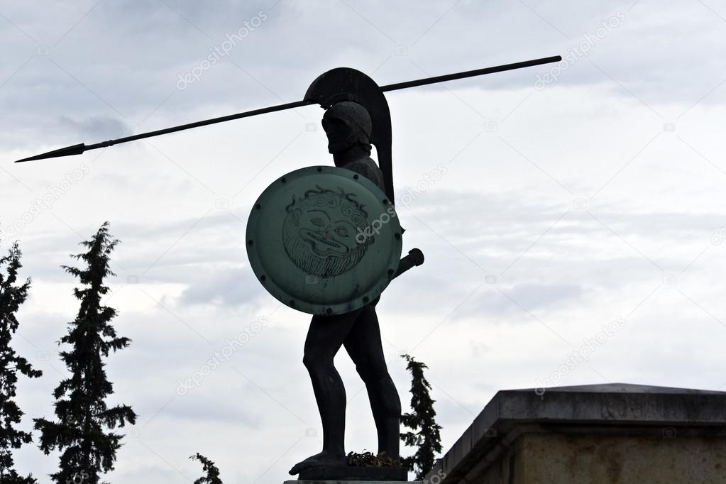 Leonidas statue at Thermopylae monument in Greece