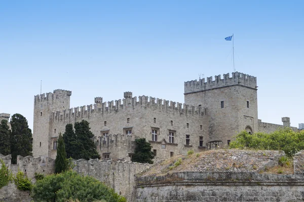 General view and landmarks of the medieval city and castle of Rhodes island in Greece — Stock Photo, Image