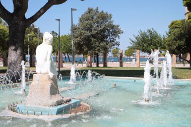 Fountain and  park at Thessaloniki city in Greece near the White Tower