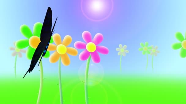 Papillon survolant les fleurs 