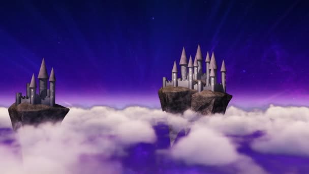 Castelos celestes pairando acima das nuvens — Vídeo de Stock