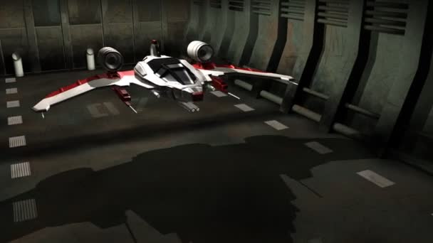 格納庫スペースに進水で未来の宇宙船 — ストック動画