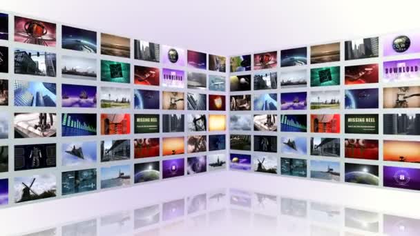 Video wall with white background — Stock Video