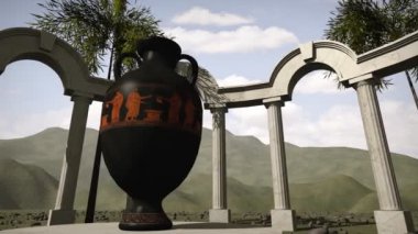 eski bir vazo ile antik Yunan tapınağı