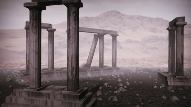 Animation de se déplacer autour des restes d'un temple grec antique 