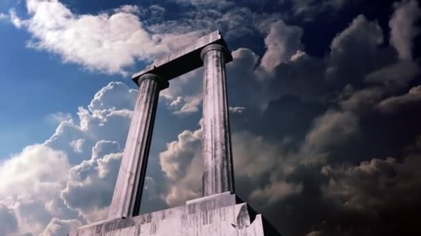 Animation d'un morceau des restes d'un temple grec antique — Video