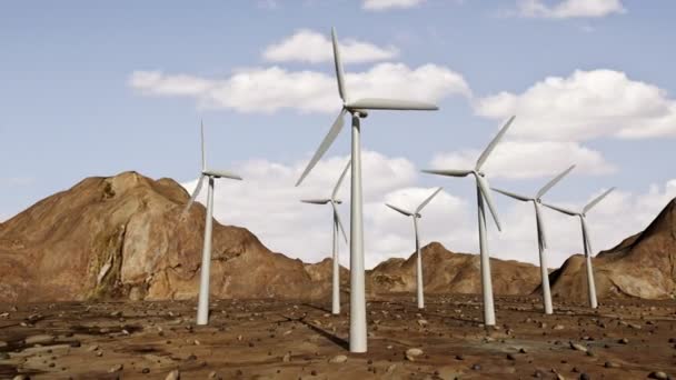 Анимация ветряных турбин — стоковое видео