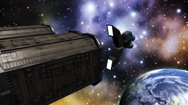 空间站在太空中的动画 — 图库视频影像