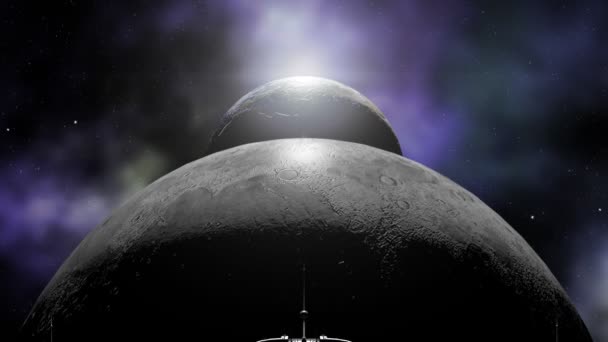 Animation futuriste vaisseaux spatiaux et planètes — Video