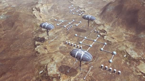 Animation of space colony on planet Mars — Stock Video