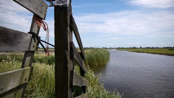 Nederlandse landschap met canal — Stockvideo