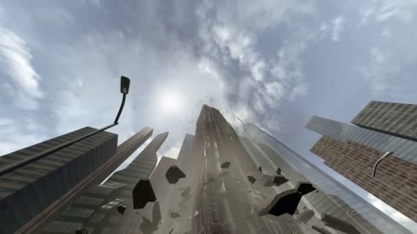 Összeomló épület alacsony szögű — Stock videók