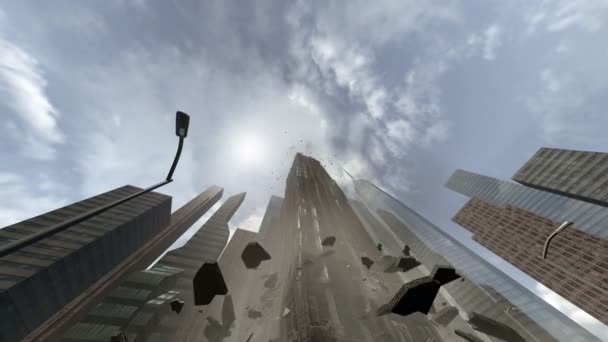 Edificio colapsado de bajo ángulo — Vídeos de Stock