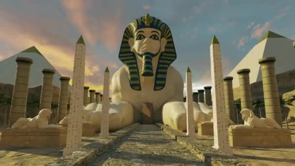 Animált Utazás Egyiptomba Szfinx Folyosón Keresztül Beleértve Zöld Képernyő — Stock videók