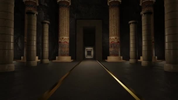 Animált Utazás Régi Folyosóról Sírra Ókori Egyiptomban — Stock videók