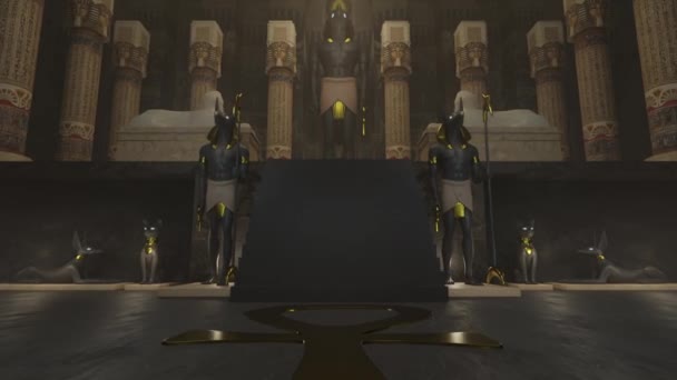 Animated Ancient Egyptian Temple Including Statues — Stock Video
