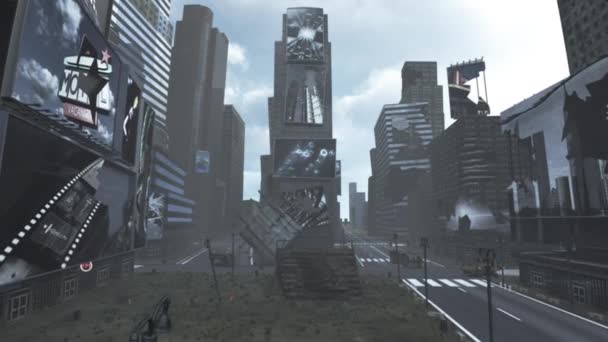 Animowane Apokaliptyczne Miasto Times Square Nowy Jork — Wideo stockowe