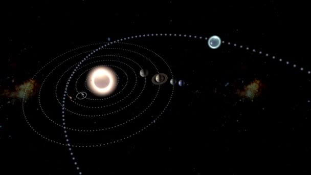 Animation Système Solaire Incluant Une Planète Supplémentaire Entrant Orbite Elliptique — Video