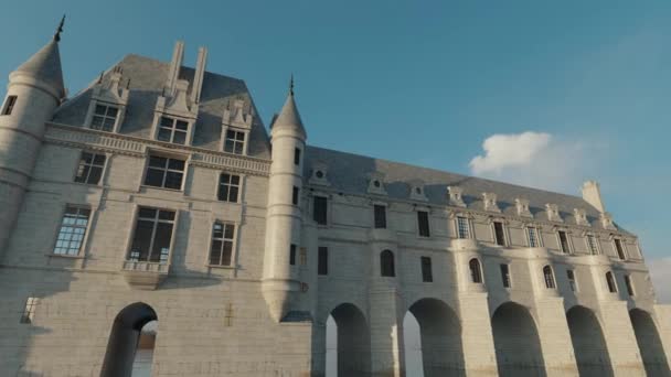 Animação Castelo Francês Chenonceau Ângulo Baixo — Vídeo de Stock