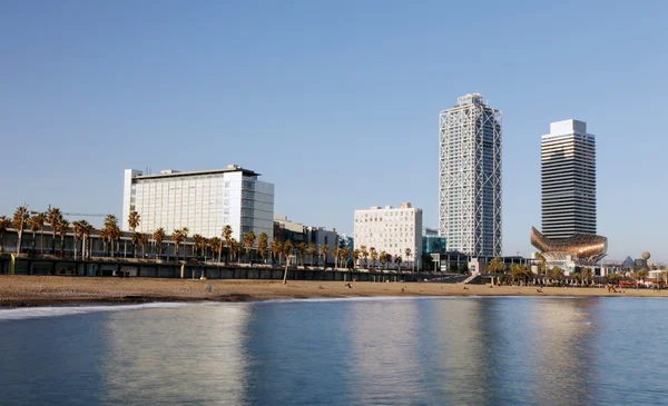 Apartment buildings typical tourist on the beach — Stock Photo, Image