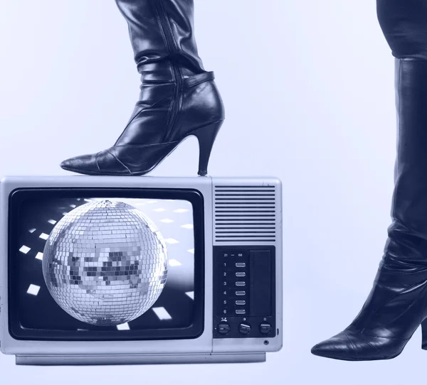 Boot and tv — Stock Photo, Image