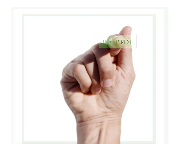 Hand pressing button — Stock Photo, Image