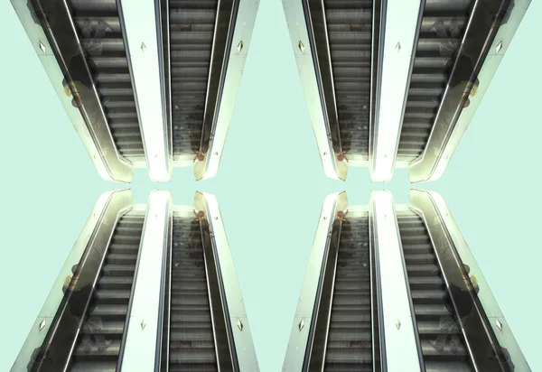 Fyra rulltrappor — Stockfoto
