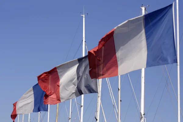 Tre franska flaggor — Stockfoto