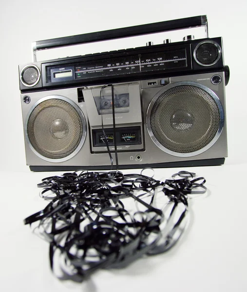 Tape spewing boombox — Stock Photo, Image