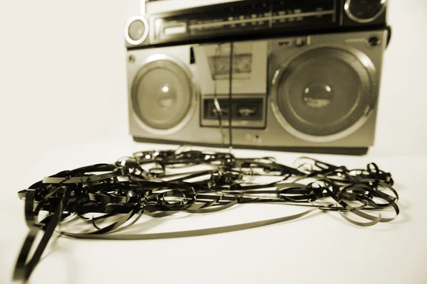 Tape spewing boombox — Stock Photo, Image