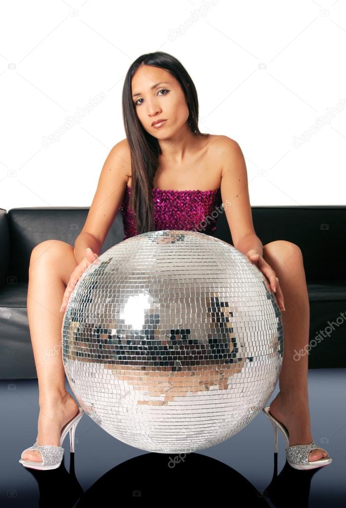 woman and discoball