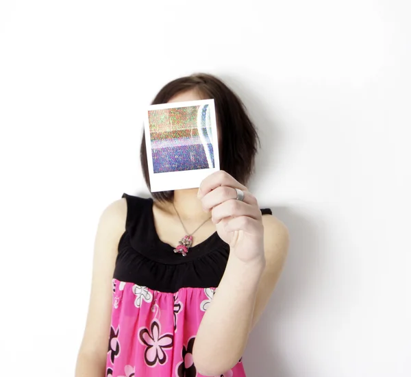 状態で poloroid 女性 — ストック写真