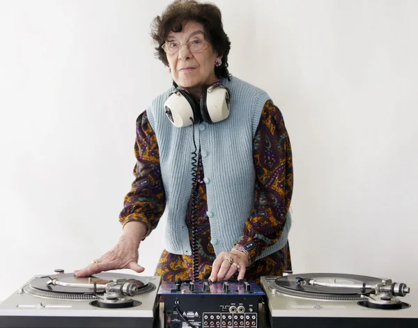 Elderly dj — Stock Photo, Image