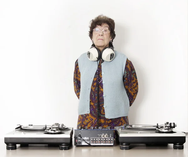 Granny dj — Stock Photo, Image