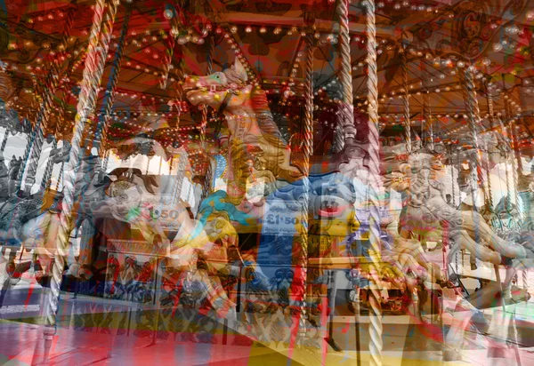 French old carousel with horses — Stock Photo, Image