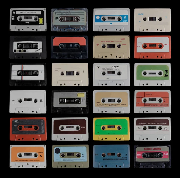 Collection of different cassette tapes — Stock Photo, Image