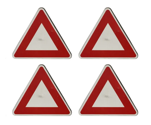 Signo triangular en blanco — Foto de Stock