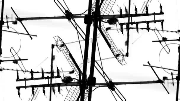 Modèle abstrait des antennes de télévision et des satellites sur les toits 