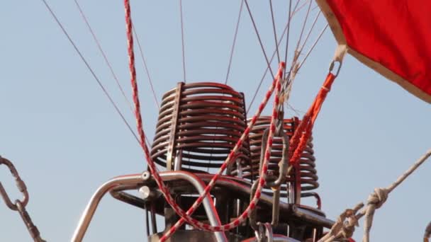 Close up of the gas engines on a hot air balloon — Stock Video