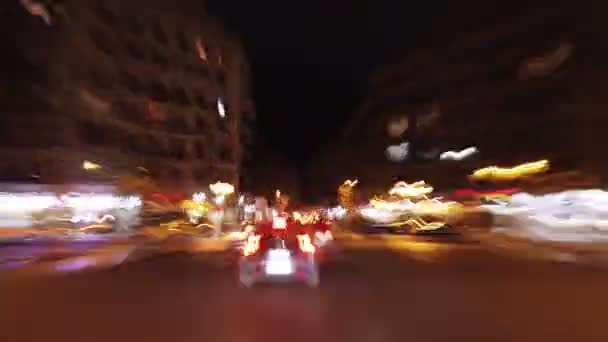 Timelapse of driving around barcelona at night — Stock Video