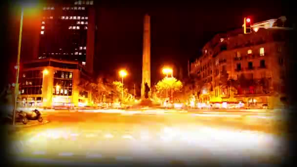 Timelapse of driving around barcelona at night — Stock Video