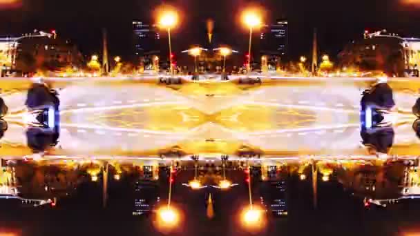 Abstract timelapse of driving around barcelona at night — Stock Video