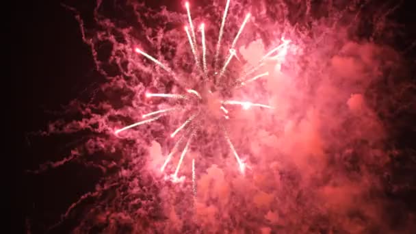 Удивительный фейерверк во время фестиваля "la merce" — стоковое видео