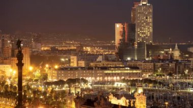 panoramik şehir Barcelona gece