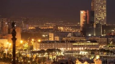 panoramik şehir Barcelona gece