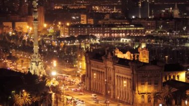 panoramik şehir Barcelona gece