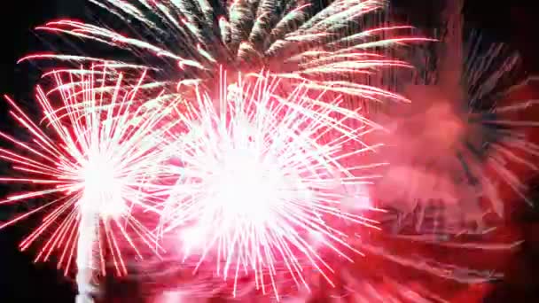 Дивовижне відображення феєрверків під час фестивалю la merce — стокове відео