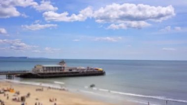 İskele ve Plajı Bournemouth, dorset, engand görünümü