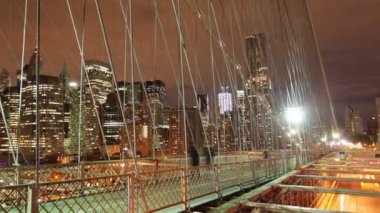 brooklyn Köprüsü, gece, new york Timelapse