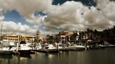 panning Timelapse liman ve deniz araçları cabo San lucas, Meksika